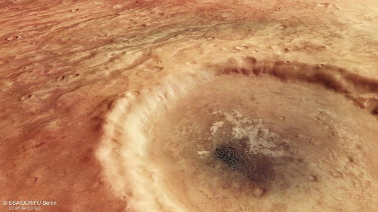 Lo scatto dell’incredibile occhio del cratere presente su Marte