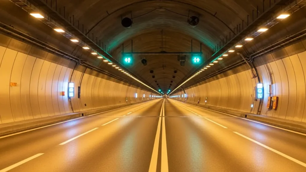 foto realistica che rappresenta un tunnel sottomarino sotto lo Stretto di Messina