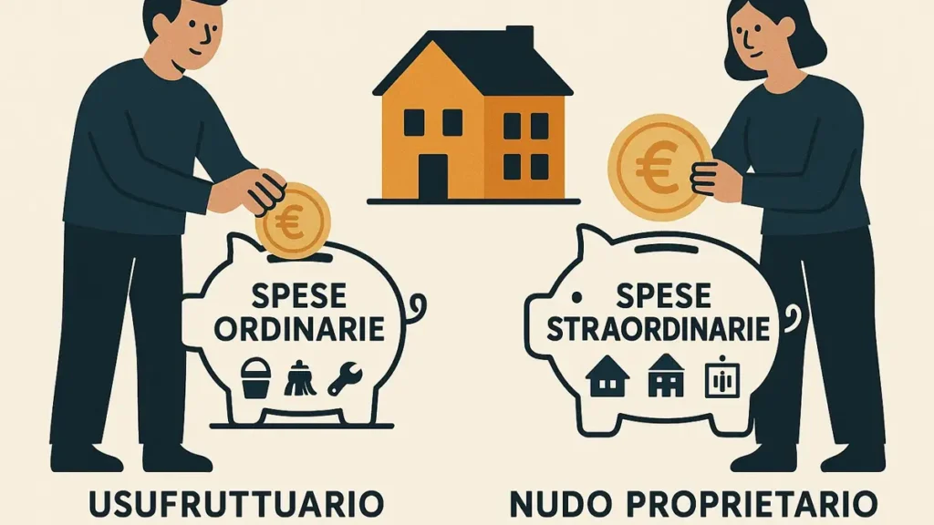 Divisione spese condominiali tra usufruttuario e nudo proprietario con esempi chiari