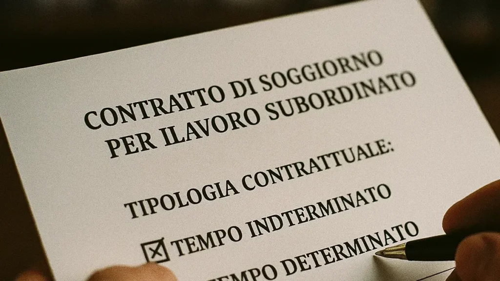 Primo piano su un Contratto di Soggiorno per Lavoro Subordinato