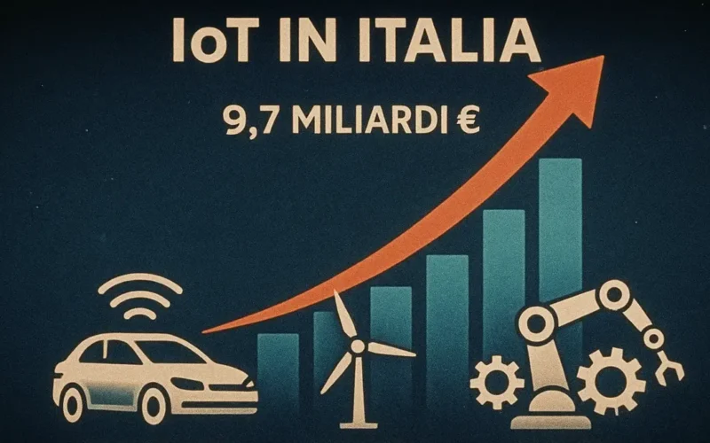 Infografica che mostra la crescita del mercato IoT in Italia